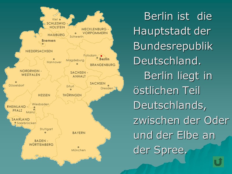 Berlin ist  die  Hauptstadt der  Bundesrepublik   Deutschland.  